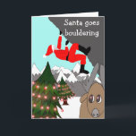 Cartão De Festividades Santa goes bouldering Christmas card<br><div class="desc">Thrill your climber friends with this Christmas card featuring Santa climbing a rock face whilst watched by a reindeer and the text 'Santa goes bouldering' and a customizable festive greeting inside,  art and design by J.M.Tellam BA (hons) copyright Climbergoop</div>