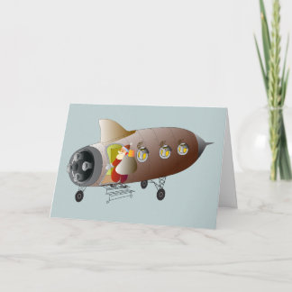 Cartão De Festividades Santa Goes To Space Greeting Card Blue