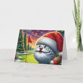 Cartão De Festividades Santa Golf Ball Golfer Holiday Card