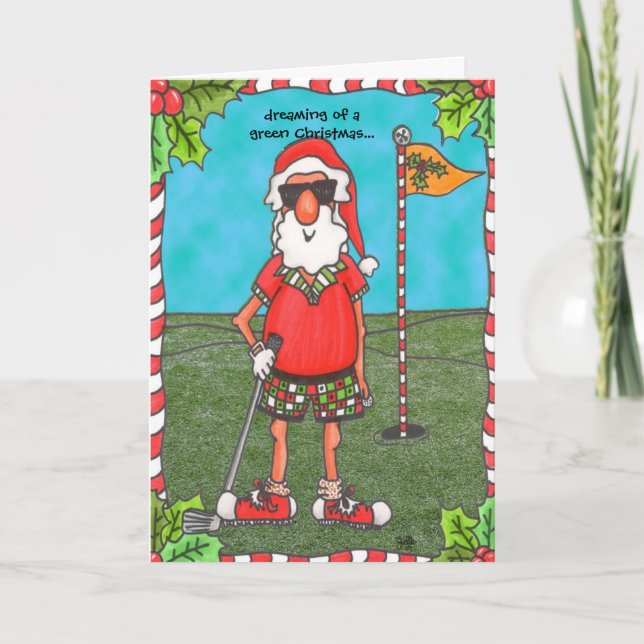 Cartão De Festividades Santa Golfing (Frente)