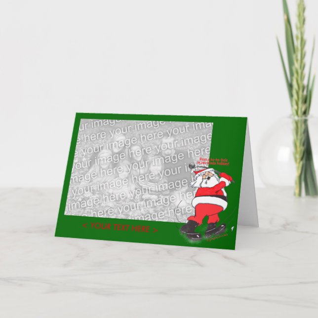 Cartão De Festividades Santa Golfing Christmas Card Template (Frente)