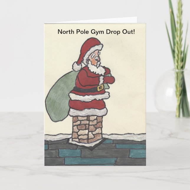 Cartão De Festividades Santa Gym Drop Out Christmas Card (Frente)