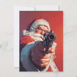 Cartão De Festividades Santa has a Gun Christmas Cards