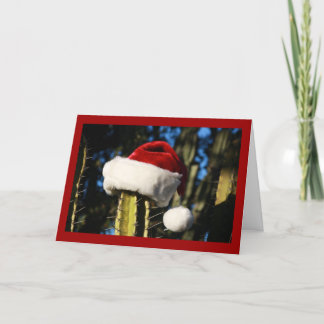 Cartão De Festividades Santa hat cactus