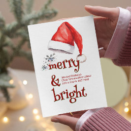 Cartão De Festividades Santa Hat e Snowflakes Feliz e Brilho