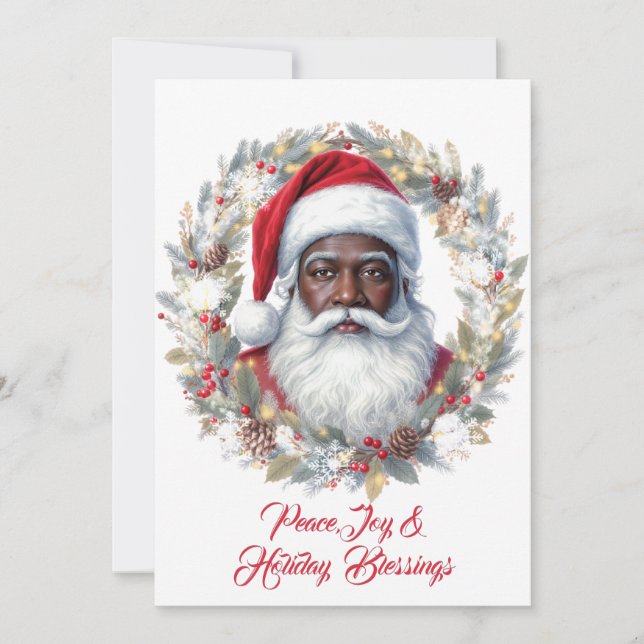 Cartão De Festividades Santa Holiday Blessings Flat Card (Frente)