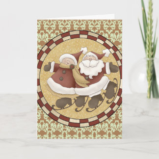 Cartão De Festividades Santa Ice Skating Christmas Card