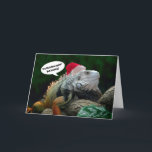 Cartão De Festividades Santa Iguana Christmas greeting card<br><div class="desc">Now doesn't he look totally happy? Have a little fun by sending this card to the Scrooge you know.   Designed by Sunshine's Creative Endeavors.</div>