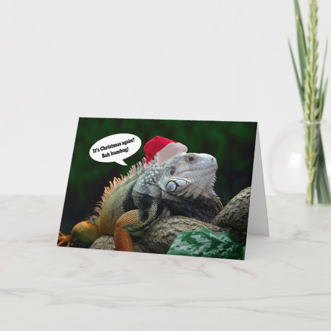 Cartão De Festividades Santa Iguana Christmas greeting card (Frente)