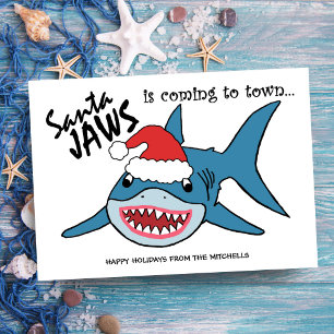 Cartão De Festividades Santa Jaws Natal de Tubarão Engraçado