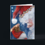 Cartão De Festividades Santa Loves Animals Christmas<br><div class="desc">Beautiful original Santa Clause Christmas art that benefits wildlife charity and the protection of rainforest habitat, home to Sun Bears, Clouded Leopards, proboscis monkeys and the endangered ginger haired great ape. That's an actual orangutan orphan in the palm of his hand. The art of Robin ("creechers") here includes one of...</div>