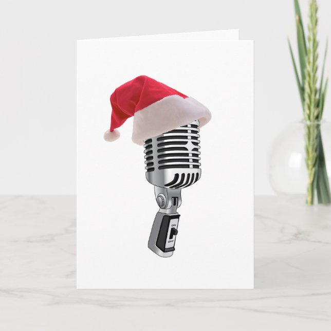 Cartão De Festividades santa microphone (Frente)