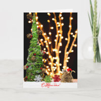 Santa Mouse and Christmas Tree Vintage