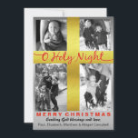 Cartão De Festividades Santa Noite Cristã Cruz Religiosa<br><div class="desc">Este cartão com fotos lindamente minimalista para os cristãos tem uma brilhante cruz dourada com a digitalização rastejante, "Ó Santa Noite." O design destaca-se contra um fundo prateado-cinza e quatro das suas próprias fotos da família preto-e-branco. Celebre o Natal com a simples elegância deste cartão religioso. Adicione duas linhas de...</div>