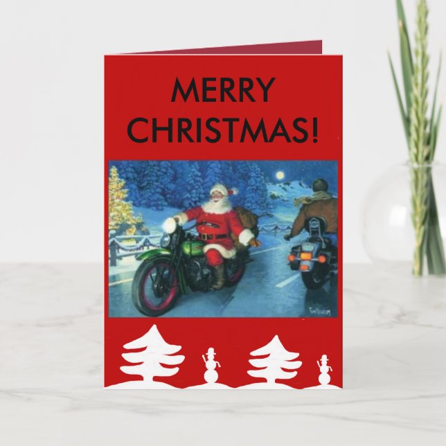 Cartão De Festividades Santa on a Harley Christmas card (Frente)