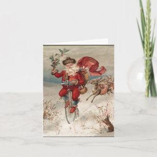 Cartão De Festividades Santa on Bicycle Notecards