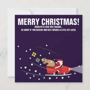 Cartão De Festividades Santa on snowmobile funny night illustration
