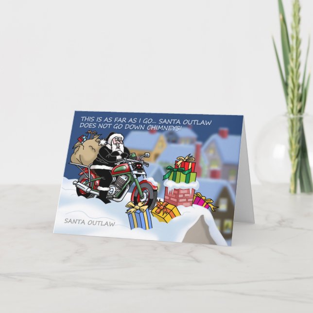 Cartão De Festividades Santa Outlaw© Christmas Card (Chimney) (Frente)