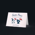Cartão De Festividades Santa Paws | Cute Christmas Dog and Cat<br><div class="desc">Cute illustration of a dog and cat wearing santa hats. The dog looks happy and the cat no so much. The text says "Santa Paws is coming to town." Great Christmas card for pet lovers!</div>