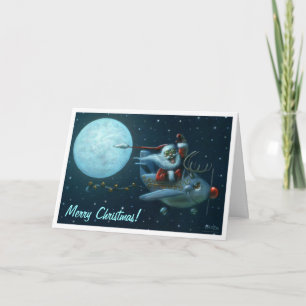 Cartão De Festividades Santa Plane Card