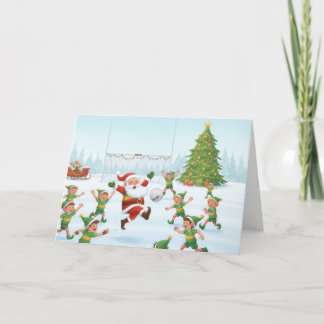 Cartão De Festividades Santa playing Gaelic Football Folded Holiday Card