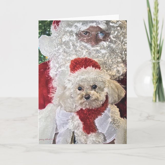 Cartão De Festividades Santa & Poodle Card (Frente)