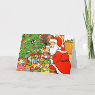 Cartão De Festividades Santa presents greeting card