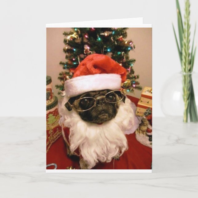 Cartão De Festividades Santa Pug (Frente)