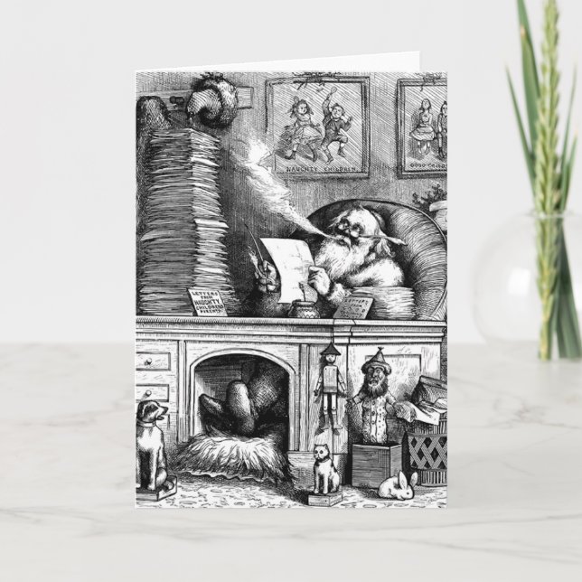 Cartão De Festividades Santa Reading His Mail (Frente)