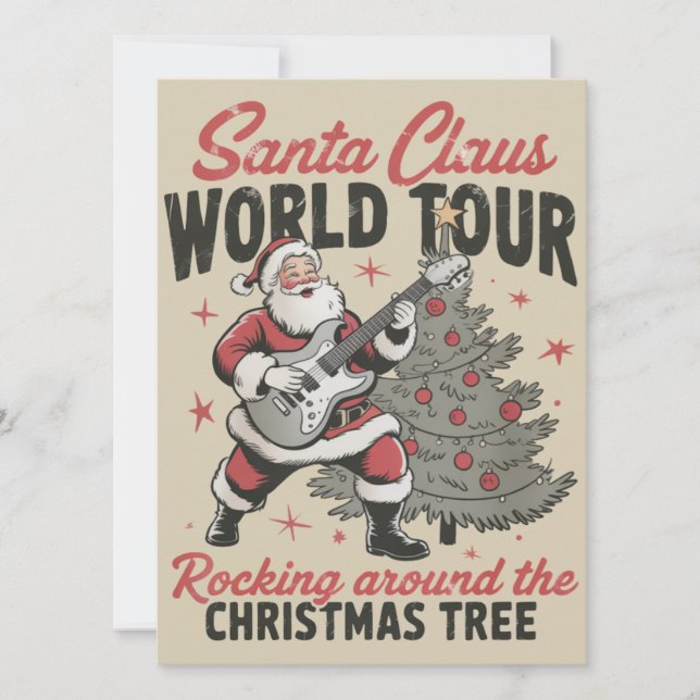 Cartão De Festividades Santa Rocking Vintage Balançando em Torno do Natal (Frente)