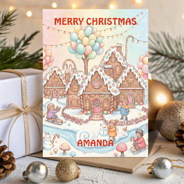 Cartão De Festividades Santa’s Candy Village Kids Christmas Card