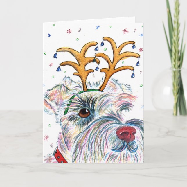 Cartão De Festividades Santa Schnauzer Greeting Card (Frente)