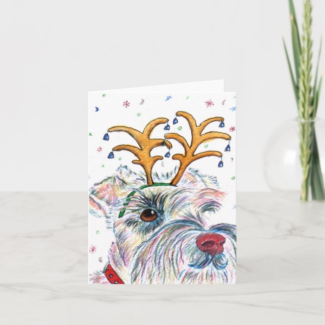 Cartão De Festividades Santa Schnauzer Notecards (Frente)