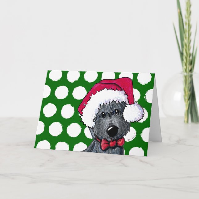 Cartão De Festividades Santa Scottie Dog Christmas Card (Frente)
