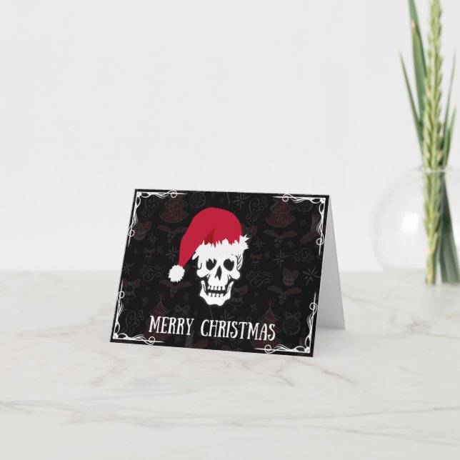Cartão De Festividades Santa Skull Merry Christmas (Frente)