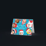 Cartão De Festividades Santa Snowman And Children Holding Hands<br><div class="desc">Multiracial group of happy smiling children with Santa Claus and Snowman holding hands together in circle. Celebrate Christmas with this cute and original design by Kakigori Studio.</div>