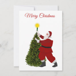 Cartão De Festividades Santa Star’s the Tree Flat Holiday Card