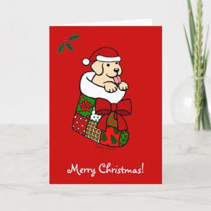 Cartão De Festividades Santa Stocking Yellow Lab Puppy 2