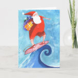 Cartão De Festividades Santa Surfing christmas card<br><div class="desc">Santa Surfing Card  


com</div>