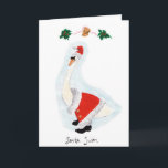 Cartão De Festividades Santa Swan: Christmas Is For Giving<br><div class="desc">Beautiful hand-painted Santa Swan takes your Christmas wishes to all! Santa Swan is acrylic and watercolour on smooth cold-pressed paper with fur-trimmed hat and coat and shiny buttons.

Inside text (editable): Christmas is for giving.</div>