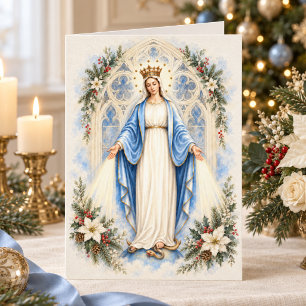 Cartão De Festividades Santa Virgem Maria Floral Oração Católica