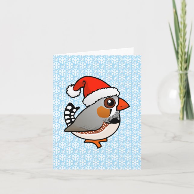 Cartão De Festividades Santa Zebra Finch (Frente)