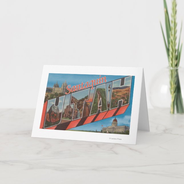 Cartão De Festividades Santaquin, Utah - Cenas com Letras Grandes (Frente)