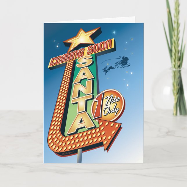 Cartão De Festividades Santas Brevemente Neon Sign Retro Christmas Card (Frente)