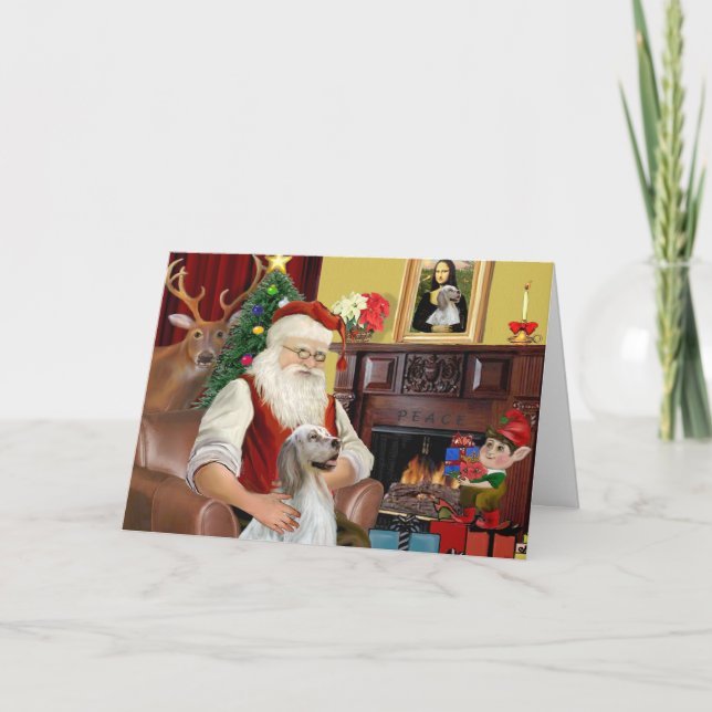 Cartão De Festividades Santa's English Setter (Frente)
