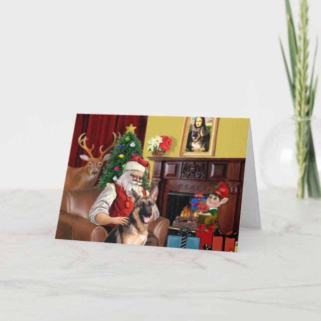Cartão De Festividades Santa's German Shepherd (Frente)