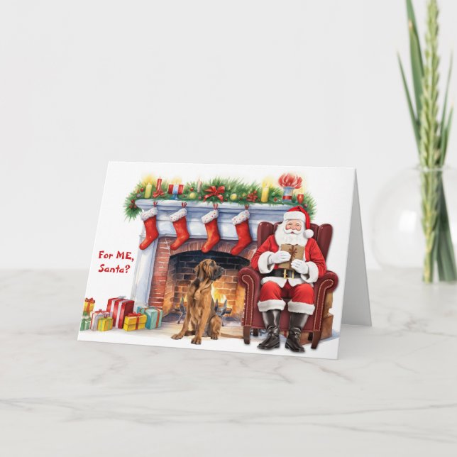 Cartão De Festividades Santa's Gift Bloodhound Dog Christmas (Frente)