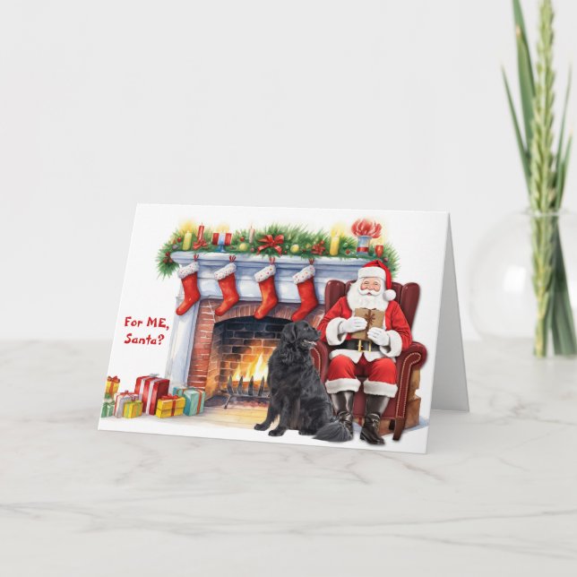 Cartão De Festividades Santa's Gift Newfoundland Dog Christmas (Frente)