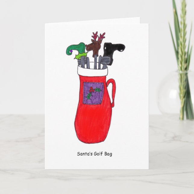 Cartão De Festividades Santa's Golf Bag Humorous Christmas Card (Frente)