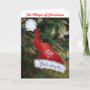 Cartão De Festividades Santa's Hat Believe Christmas Card